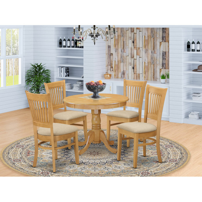 Charlton Home® Springville 5 Piece Rubberwood Solid Wood Dining Set